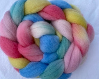 Let's Dye Eggs hand-dyed in Vermont on Falkland wool roving, combed top for felting, spinning 4.7oz