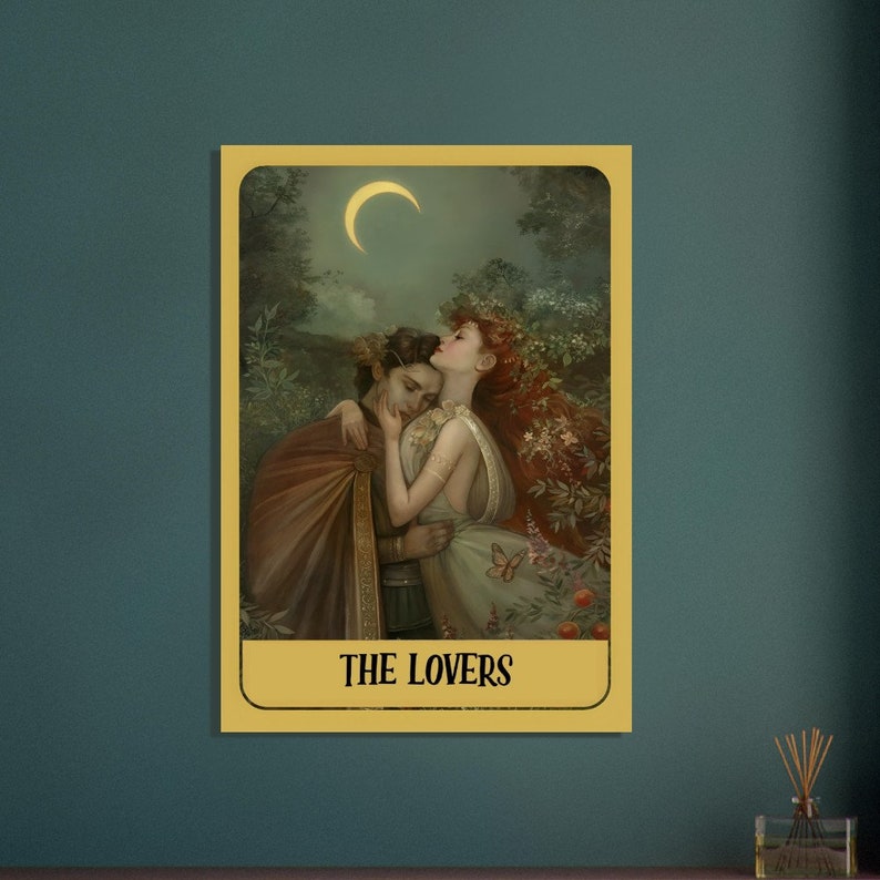 The Lovers Tarot, Hades and Persephone, Dark Academia, Tarot Card