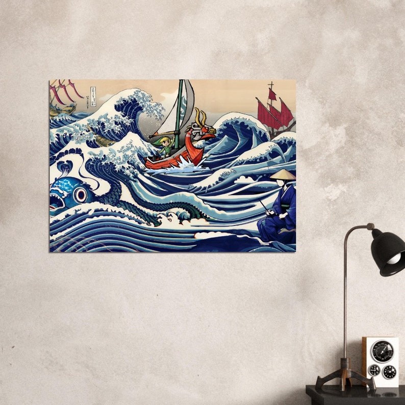 Legend of Zelda Windwaker the Great Wave off Kanagawa Poster Art Video