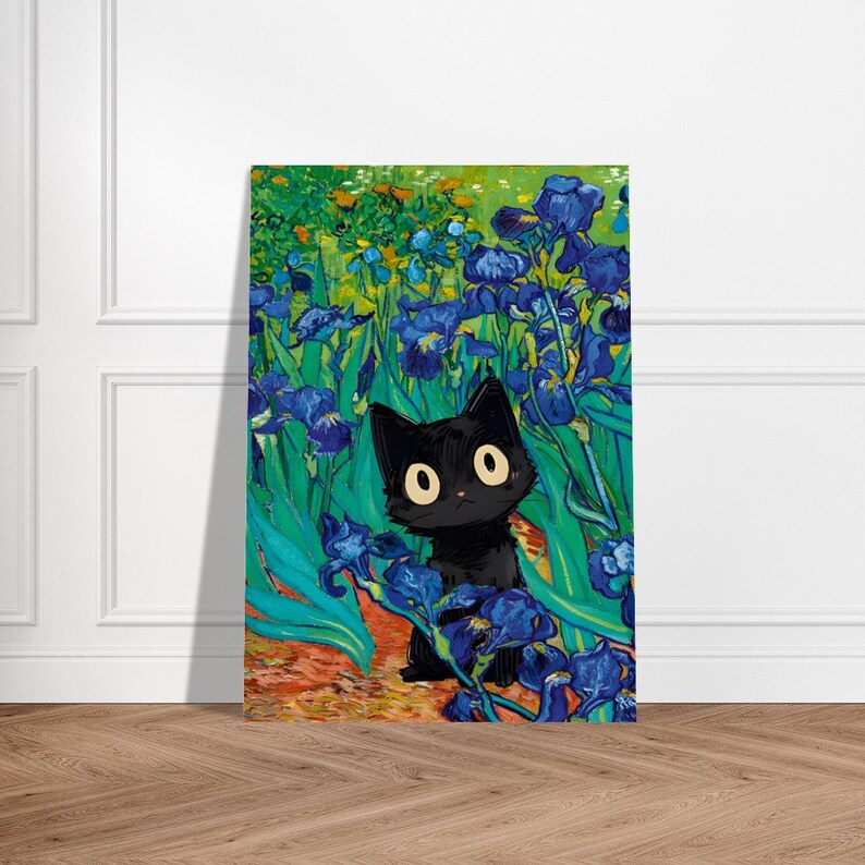 Van Gogh Iris Print Cat, Poster Gifts, Cat Mom Gift, Gift for Cat Mama ...