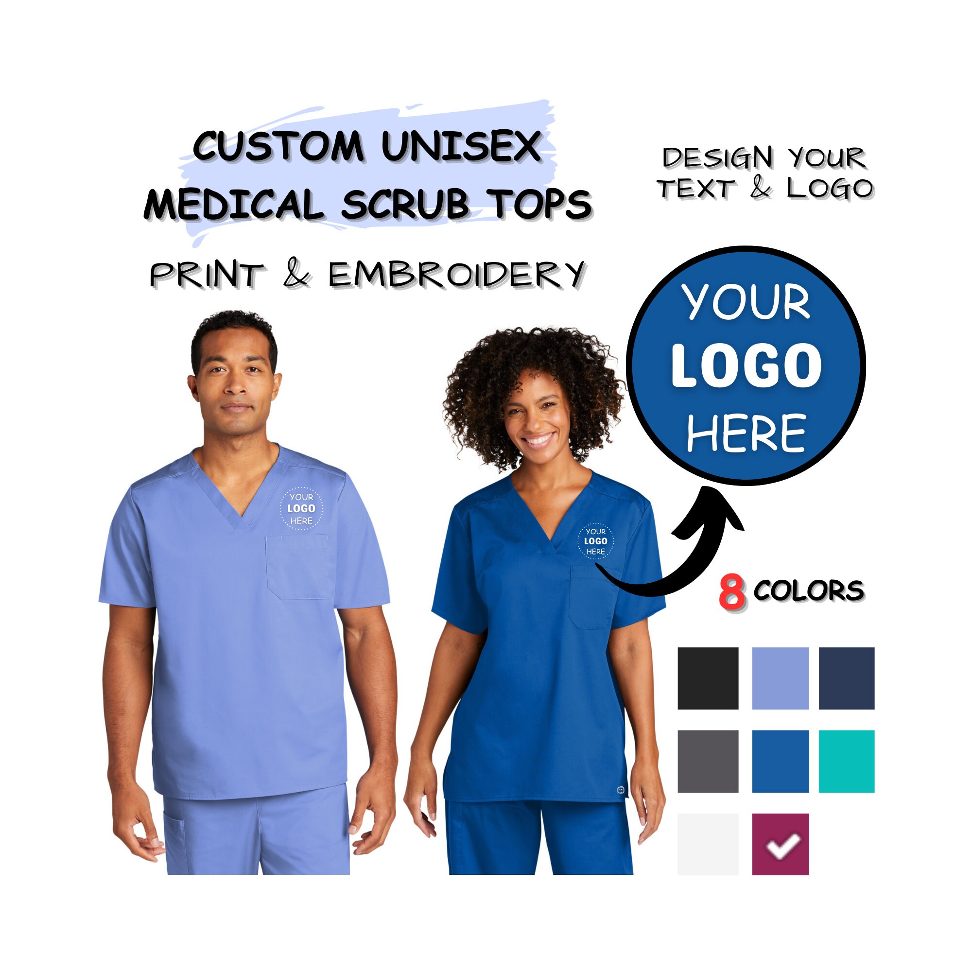 Custom Scrubs - Embroidered Medical Scrubs with Logo
