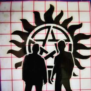 Supernatural Sam Dean Antyposiadanie Sigil Słońce Sylwetka Łowcy Winchesterów Naklejki winylowe na Auto Butelka z wodą Laptop