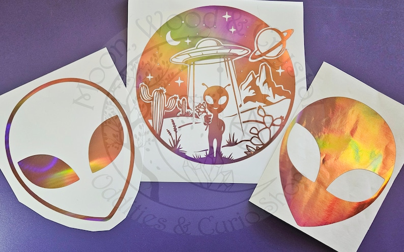 Alien Landing Vinyl Sticker Decal Holographic We Come in Peace and ...