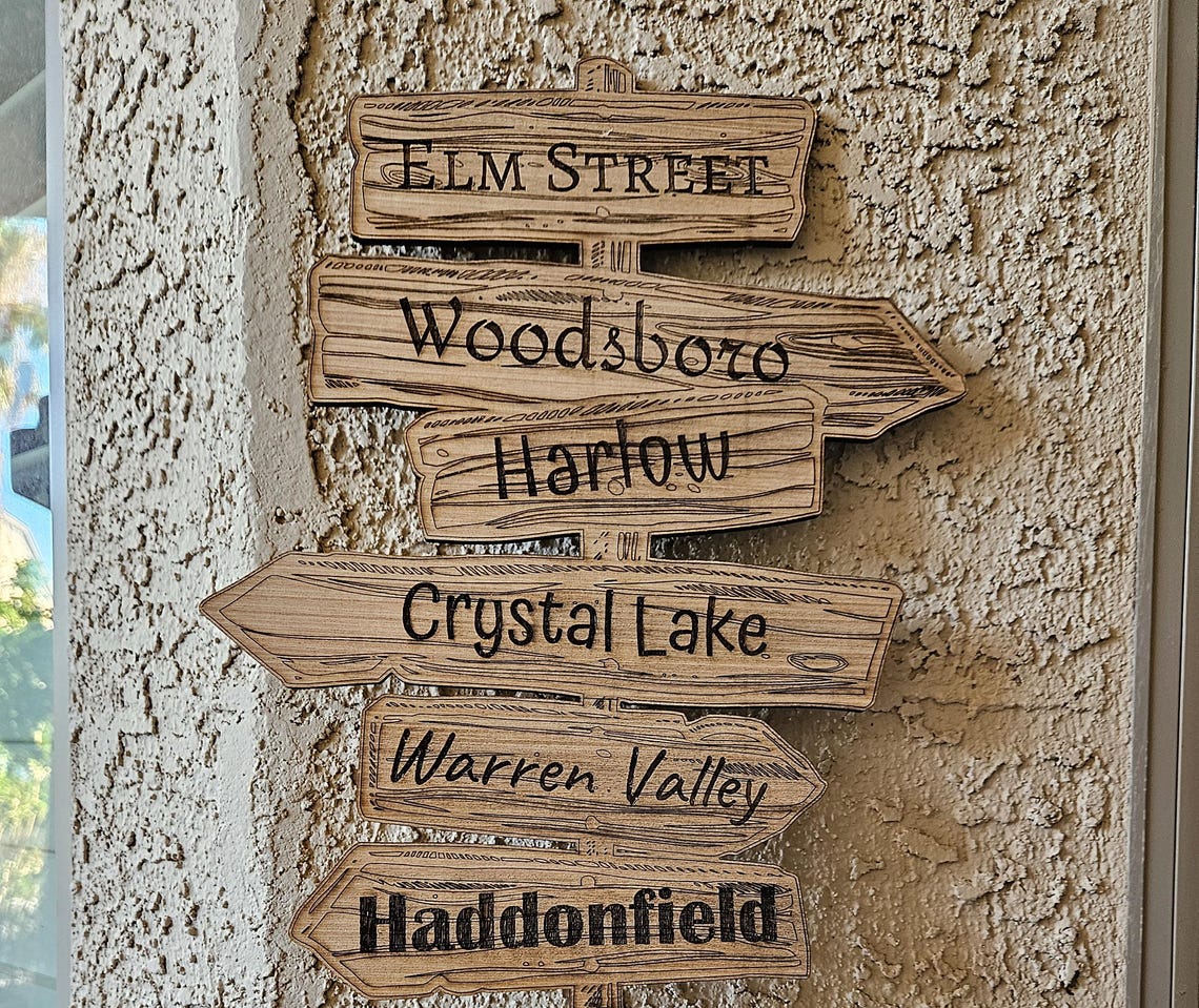 Halloween Directional Signs: Horror Movie Towns Decor - Etsy