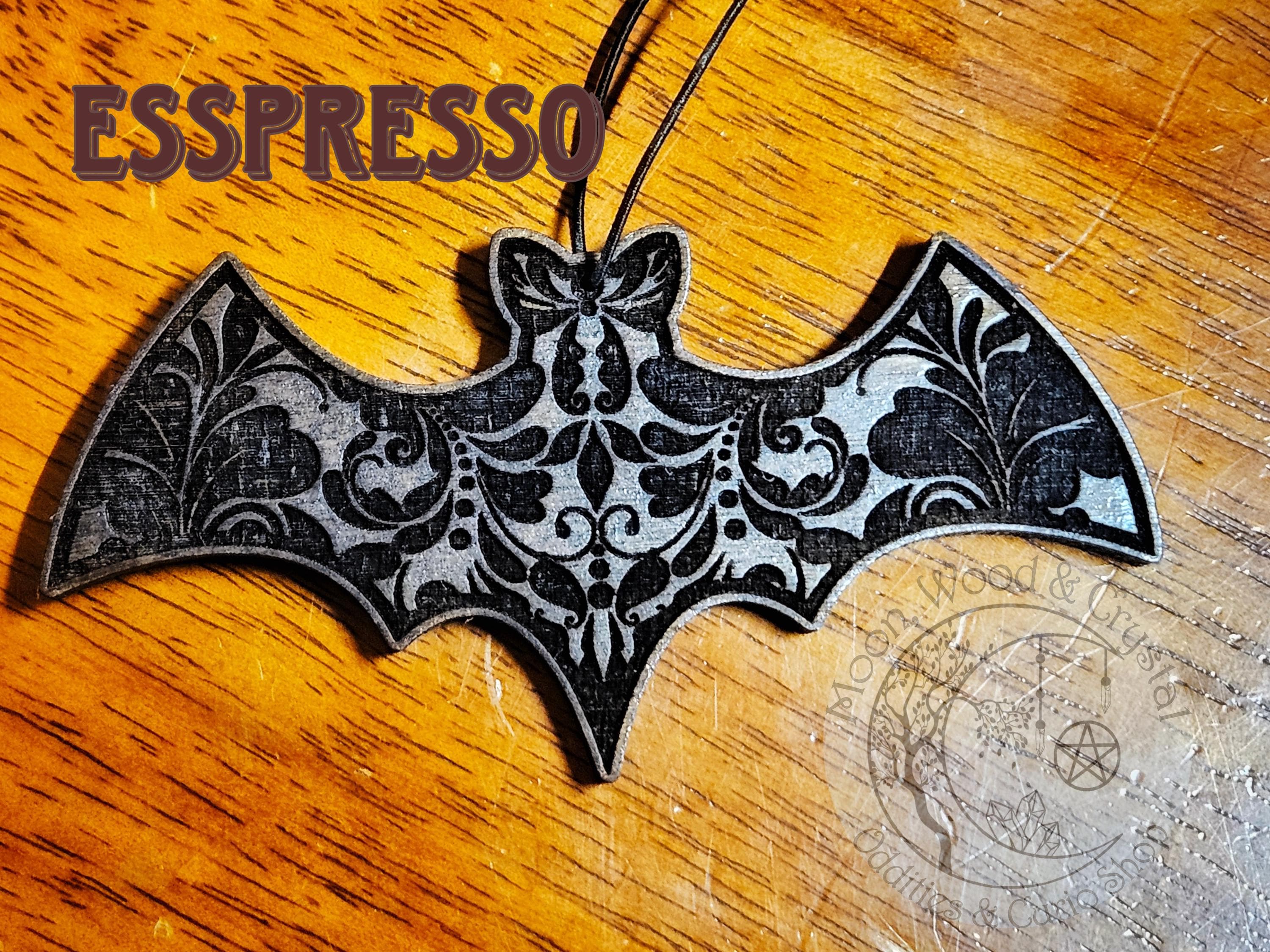 Damask Bats Christmas Tree Ornaments Stained Wood Yule Decoration With ...