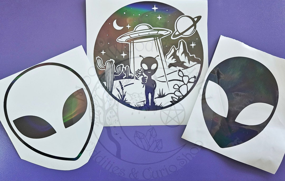 Alien Landing Vinyl Sticker Decal Holographic We Come in Peace and ...