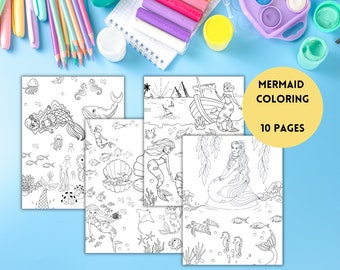 Kleurplaten zeemeermin: oceaanthema voor kinderen (afdrukbaar)