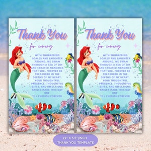 Disney The Little Mermaid Party Favor tag Ariel Birthday Party Thank you tag Mermaid Birthday Favor tags Mermaid Thank you tag Under the Sea