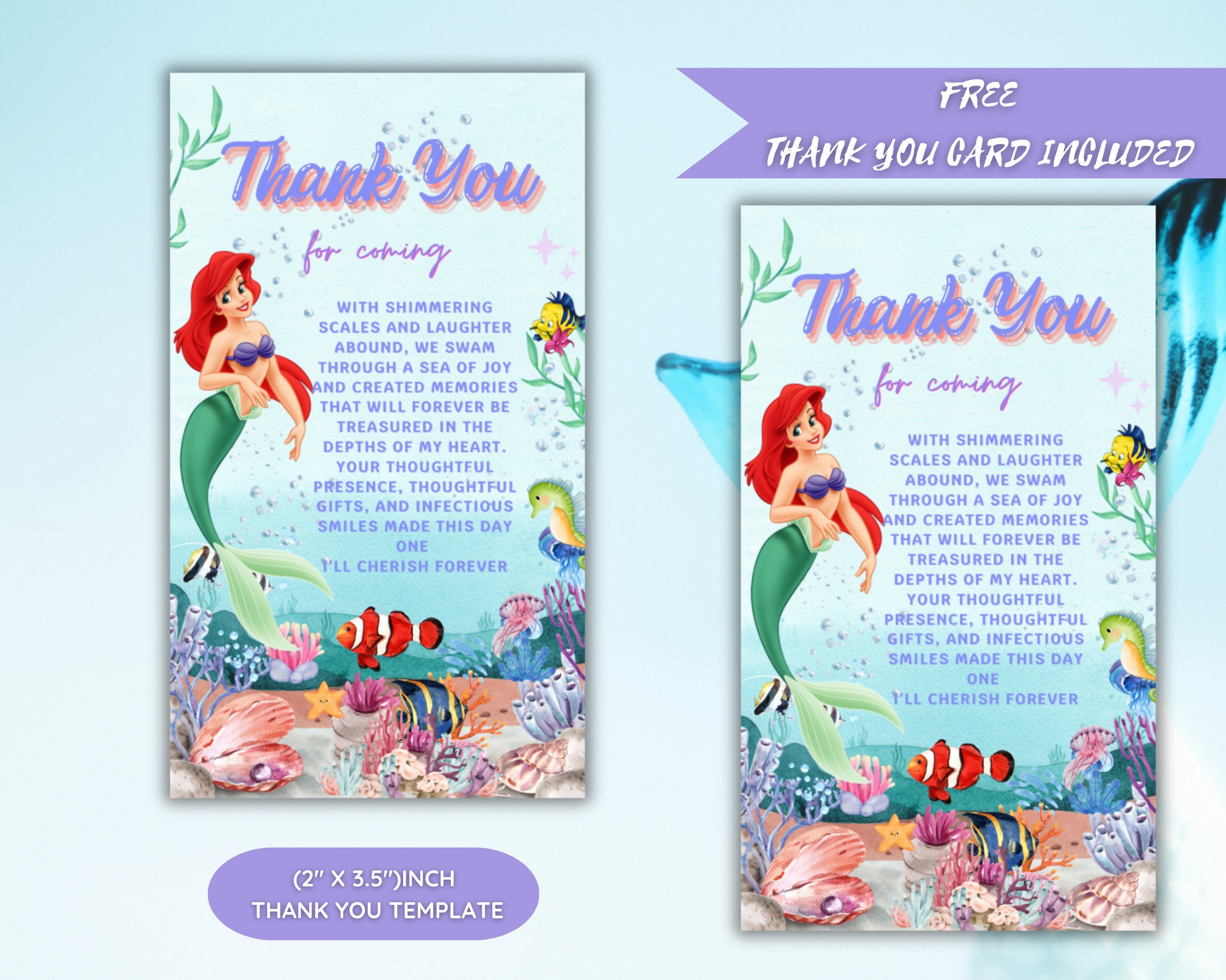 Editable Digital Princess Ariel Birthday Invitation , Mermaid Birthday ...