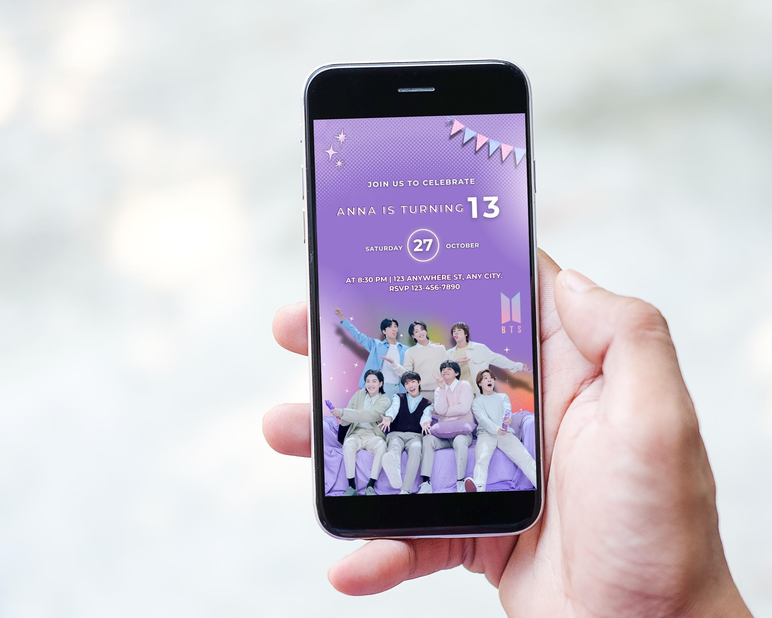 Editable Bts Birthday Invitation Template Kpop Concert Party Invite ...