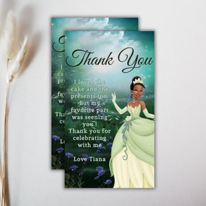 Princess Tiana Thank You Card Template, Tiana birthday party decors instant download printable editable canva