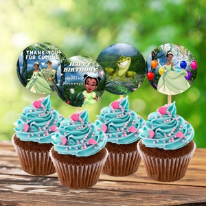 Princess Tiana Cupcake Topper little Tiana Cupcake Topper template , tiana birthday party decors instant download printable editable canva