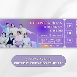 Editable Bts Ticket Invitation Template Kpop Concert Party Invite ...