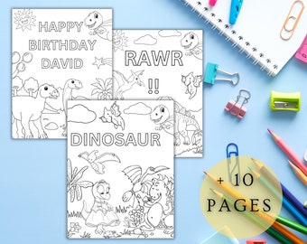 Dibujos para colorear de dinosaurios: Actividad de cumpleaños (Descarga digital)