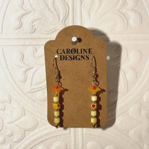 Handmade 14k Plated Beaded Flower Dangle Earrings