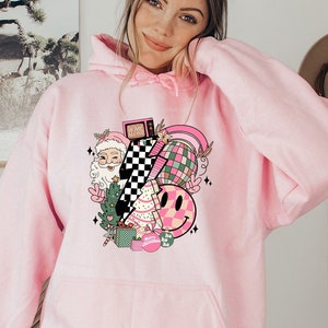 Retro Santa Christmas Hoodie: Festive Holiday Sweatshirt