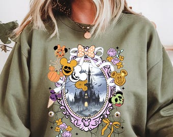 Coquette Bows Halloween Disneyland Castle Sweatshirt,Halloween Sweatshirt,Disneyland Sweatshirt,Magic Kingdom Castle,Mickey Halloween Shirt