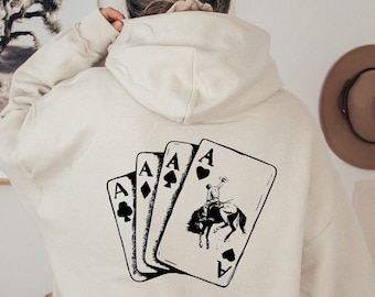 Ace Card Cowboy Hoodie: Western Poker Sweatshirt