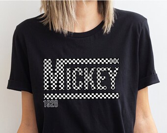 Checkered Mickey Mouse Shirt: Retro Disneyland Tee