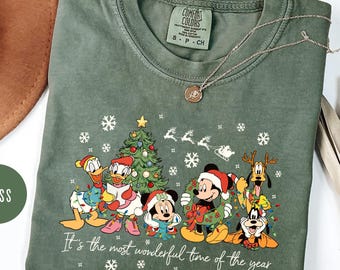 Vintage Disneyland Christmas Shirt: Comfort Colors Mickey and Friends
