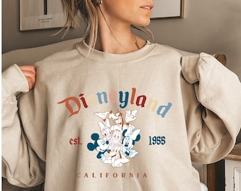 Retro Mickey And Friends Disneyland Est 1955 Sweatshirt,Vintage Disneyland Crewneck Sweatshirt,Disneyland Shirt,Family Vacation Sweatshirt