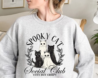Spooky Cat Social Club Sweatshirt - Halloween Cat Lover Gift