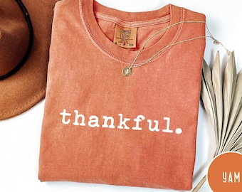 Comfort Colors Thankful Shirt: Vintage Thanksgiving Tee