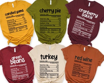 Funny Thanksgiving Food Nutrition Facts Shirt: Holiday Group Tee