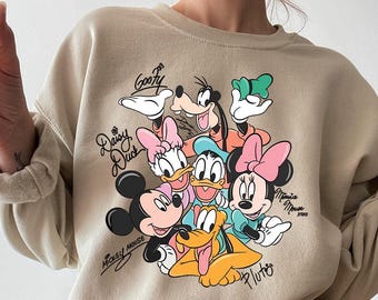 Retro Mickey and Friends Signatures Sweatshirt,Disney Characters Shirt,Mickey&Co Shirt,Disneyland Sweatshirt,Disney Trip Shirt,Magical Shirt