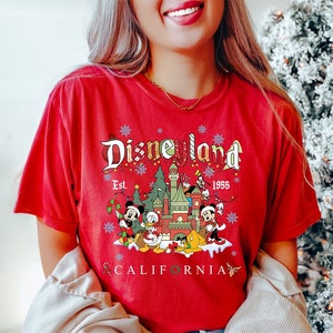 Comfort Colors Vintage Disneyland Christmas Shirt: Mickey and Friends