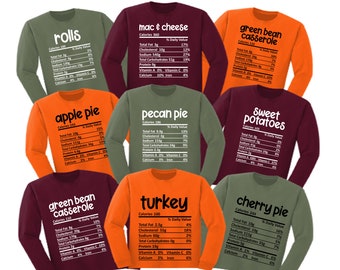 Funny Thanksgiving Food Nutrition Facts Long Sleeve Shirt