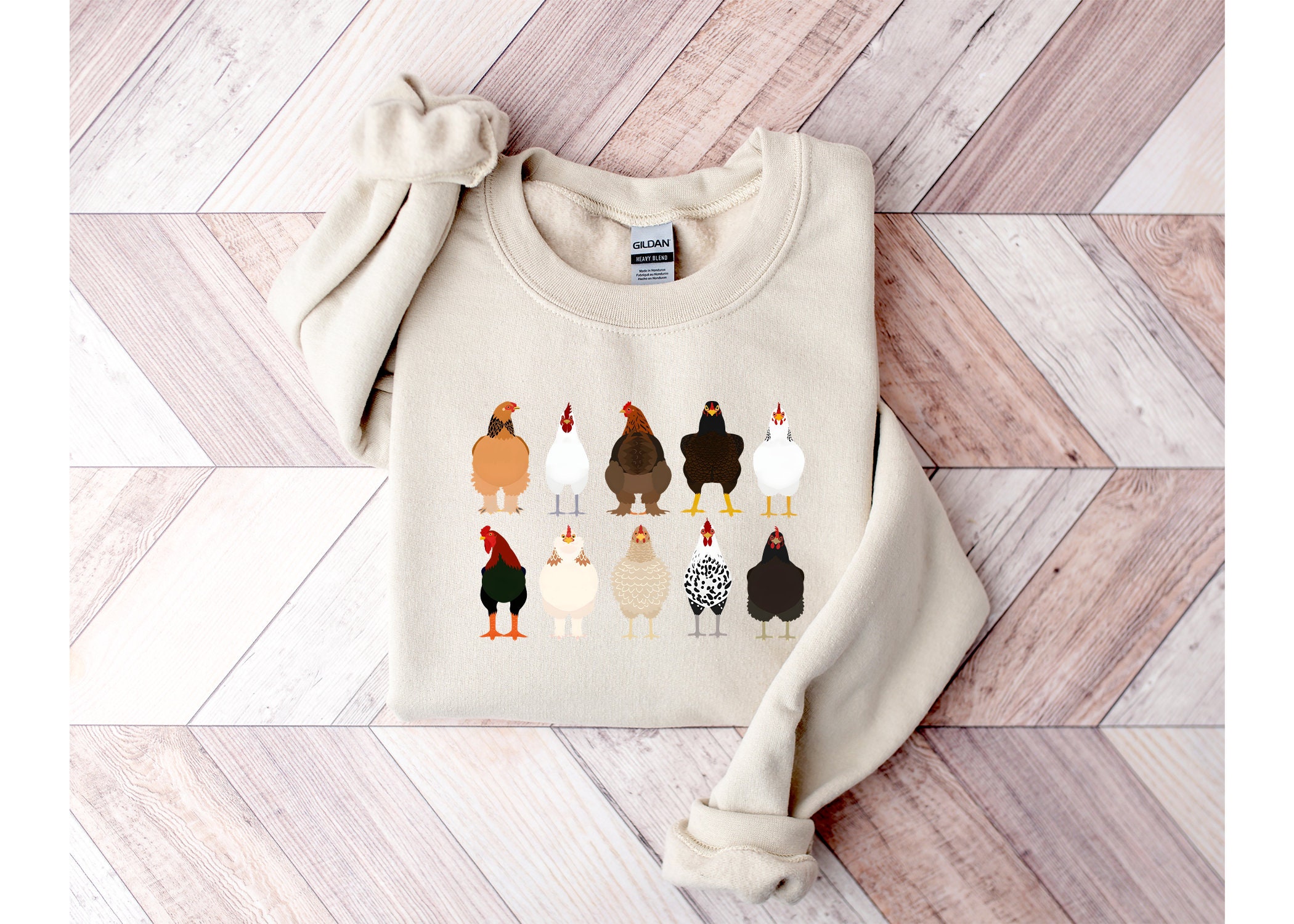 Women's Cute Chicken Thanksgiving Sweatshirt - Farm Chicks Graphic, Loose Fit Hoodie - View #14