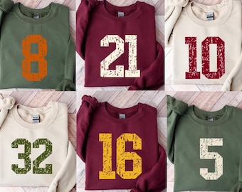 Personalized Sports Number Sweatshirt: Custom Football Game Day Shirt