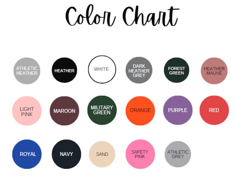 Pu&ograve; includere: Tabella colori con 18 diversi campioni di colore. I colori includono grigio atletico, grigio melange, bianco, grigio melange scuro, verde bosco, malva melange, rosa chiaro, marrone, verde militare, arancione, viola, rosso, blu reale, blu navy, sabbia, rosa sicurezza e grigio atletico.