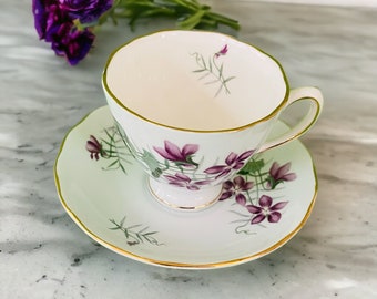Colclough Bone China Floral Teacup & Saucer, Circa 1960s