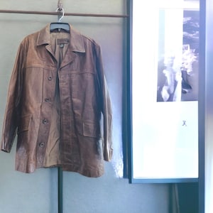 J Crew Men&#39;s Brown, Button-Up, 100% Leather, Vintage Jacket-Size S