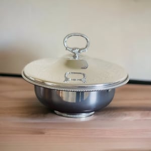 B.W. Buenilum Silver Hammered Aluminum Covered Serving Dish-Casserole Bowl