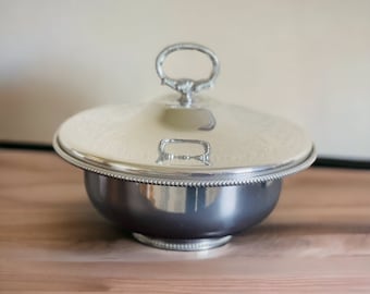 B.W. Buenilum Silver Hammered Aluminum Covered Serving Dish-Casserole Bowl