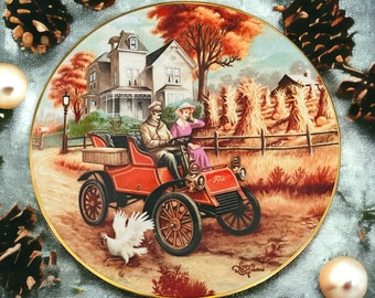 Ravenswood "The Antique Auto" by Lloyd Rognan, Wheels of Yesteryear Series Collectible Plate, Circa 1990s