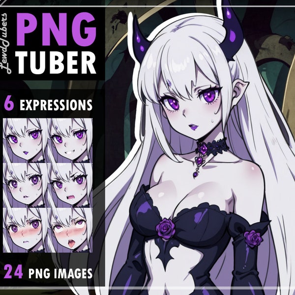 PNGTUBER *Succubus* girl, demonic seductress | VTuber character asset for Veadotube Mini | Ready to use, for Twitch streamers | AI artwork