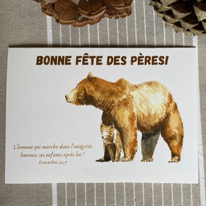 Carte fête des pères aquarelle "Papa ours"