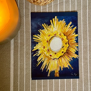 Image de premiere communion, signet, aquarelle "l'ostensoir"