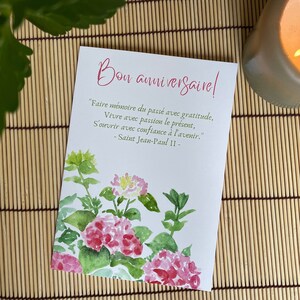 Carte de vœux hortensia aquarelle "Bon anniversaire"