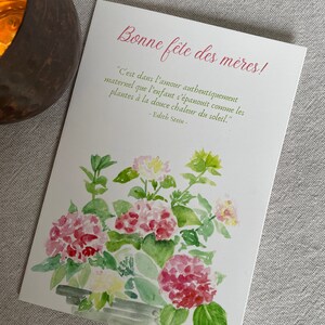 Carte fête des mères aquarelle "Hortensias"