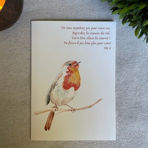 Carte d'encouragements aquarelle "L'oiseau"