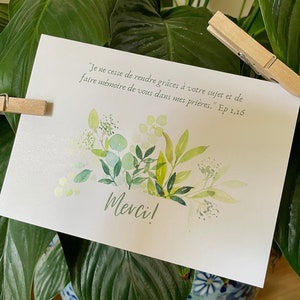Carte de vœux aquarelle verte "Merci"