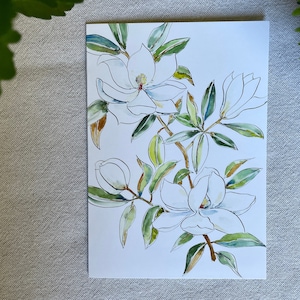 Carte de vœux aquarelle "Magnolias"
