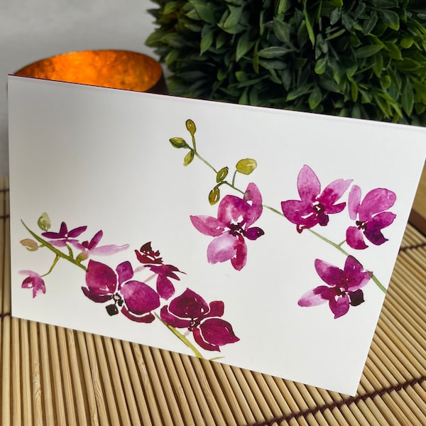 Carte de correspondance aquarelle "Orchidées"