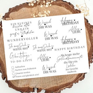 Randlose RUB ON UV Sticker - filigrane verschiedene Sprüche | Motive | Raysin | Klötzchen | randlos | Hochzeit | Liebe