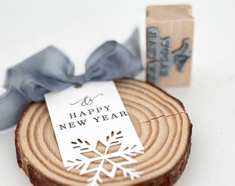 Stempel & happy new year  // Holzstempel Geschenkanhänger // Geschenkstempel // Weihnachten